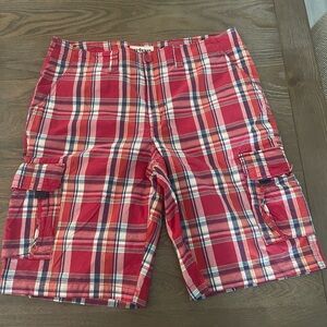 Urban Pipeline Red Plaid Cargo Shorts